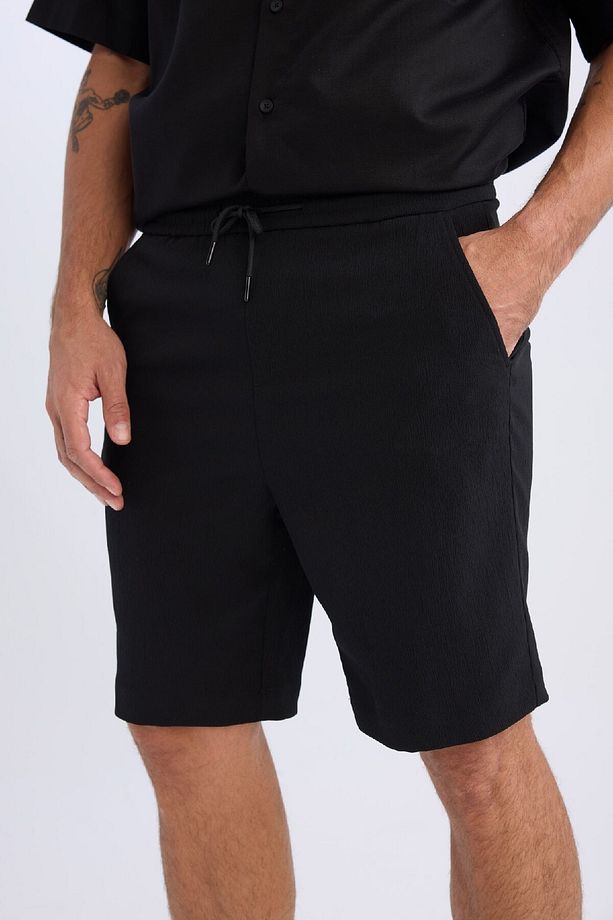 Regular Fit Beli Bağcıklı Dokulu Bermuda Şort D9451ax25sp - 4