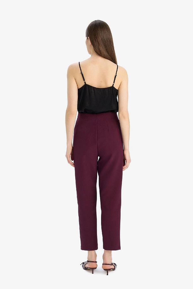 Carrot Fit Crop Klasik Kumaş Pantolon Fermuarlı Yüksek Bel Basic Düz Dar Paça C2466ax25sp - 8