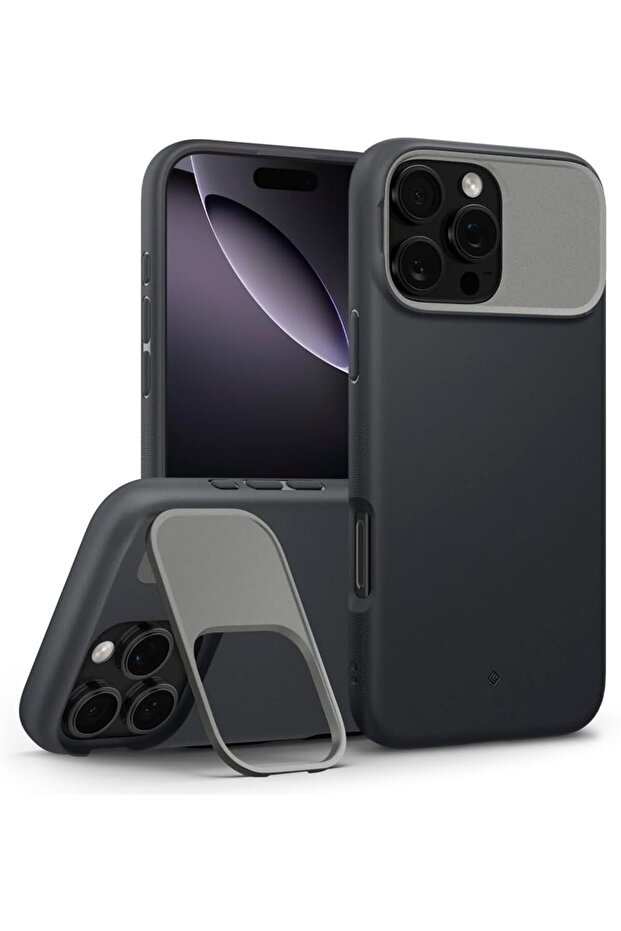 Nano Pop Mag Kickstand for iPhone 16 Pro MAX case cover MagSafe compatible Black Sesame
