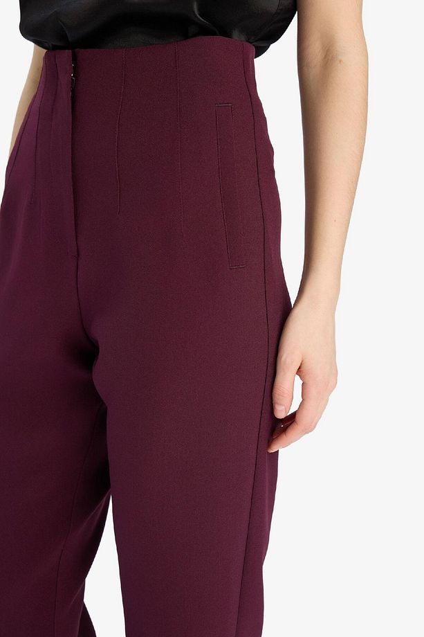 Carrot Fit Crop Klasik Kumaş Pantolon Fermuarlı Yüksek Bel Basic Düz Dar Paça C2466ax25sp - 7