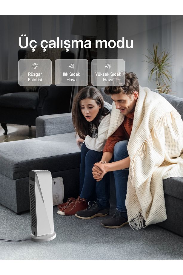 Akıllı Hava Isıtıcı 2000w Sesli Kontrol Alexa, Google Home Wi-fi Mobil App Fanlı Isıtıcı X7440 - 6