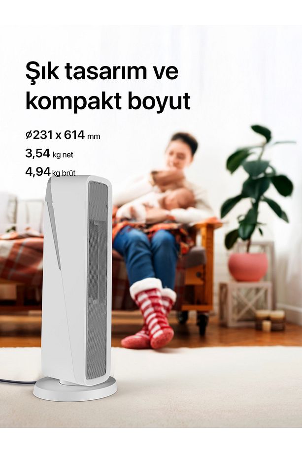 Akıllı Hava Isıtıcı 2000w Sesli Kontrol Alexa, Google Home Wi-fi Mobil App Fanlı Isıtıcı X7440 - 9
