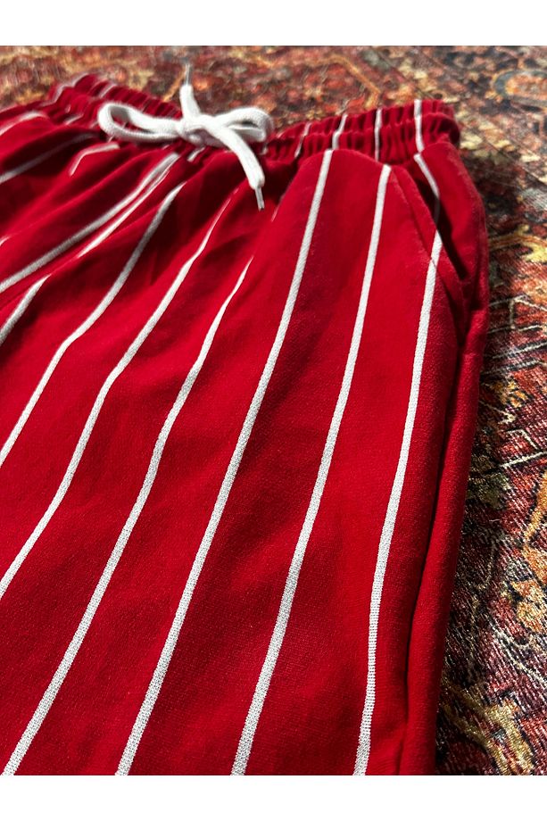 Çizgili Unisex Basic Şort - 2