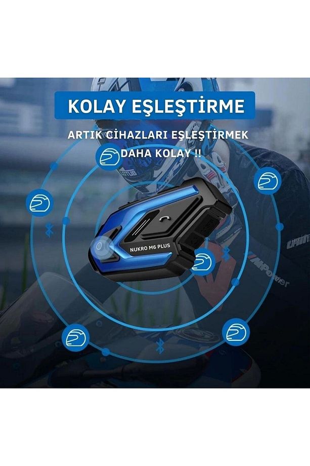 Nukro M6 Plus Bluetooth 6 Kişilik Interkom Mavi - 3