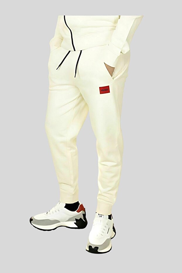 Regular Fit Erkek Spor Pantolon Beyaz - 4