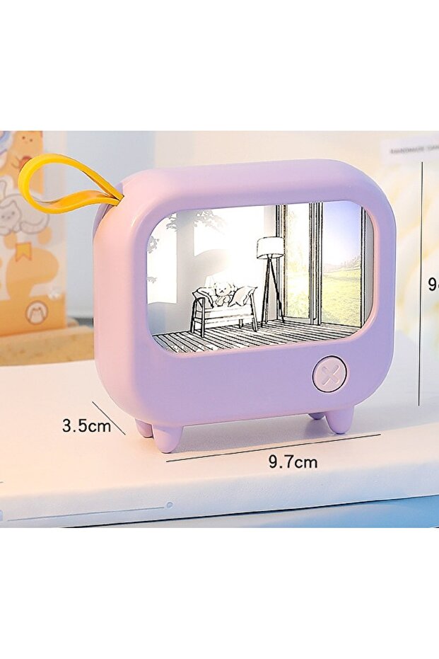 Televizyon Led Masa Lambası, Mor, 10x8 - 1