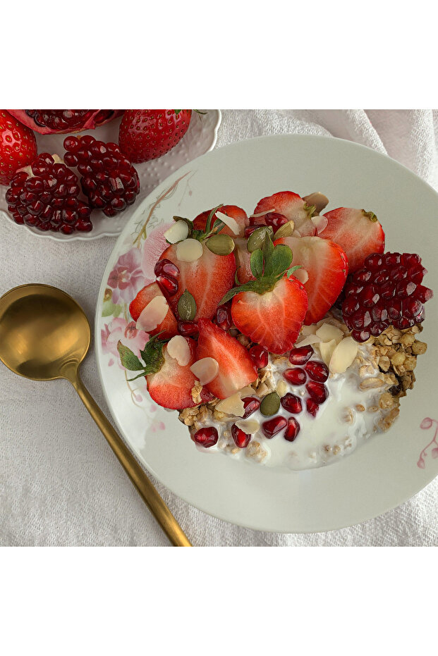 Set of 4 deep plates 20 cm x 280 ml for 4 people Ivoire with orchids - 5