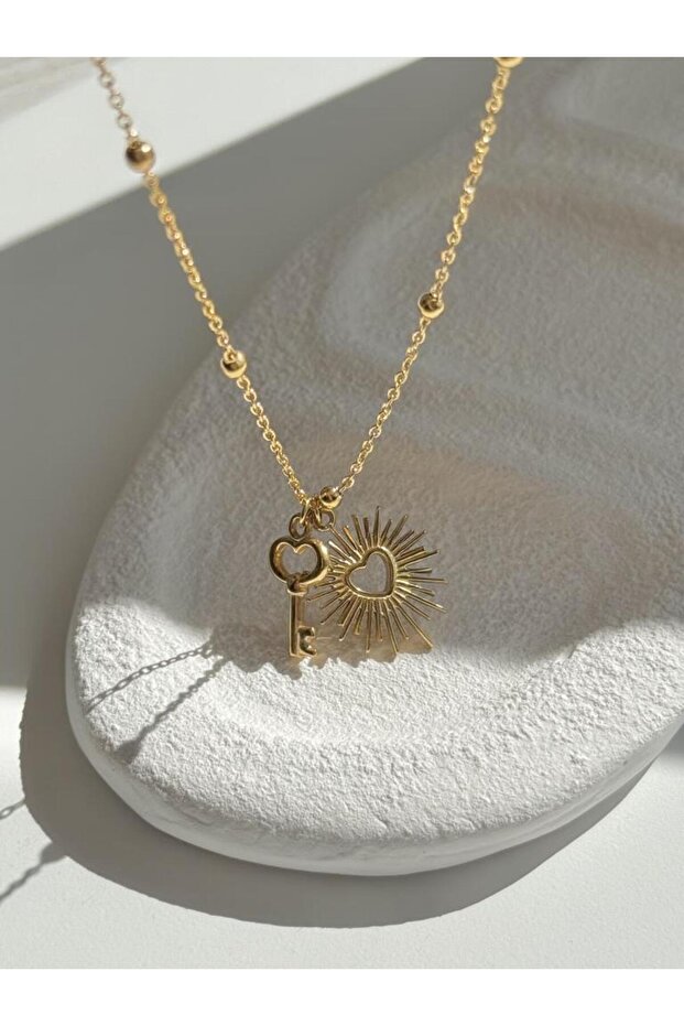 Stainless Steel Heart Key Pendant