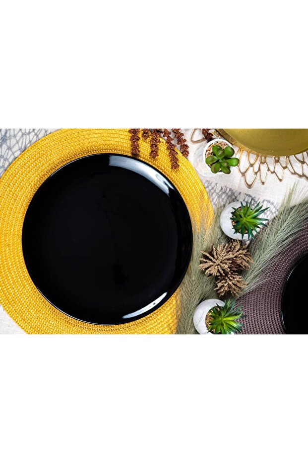 Set of 4 Dinner Plates: Versatility and Style in Glossy Black - 5