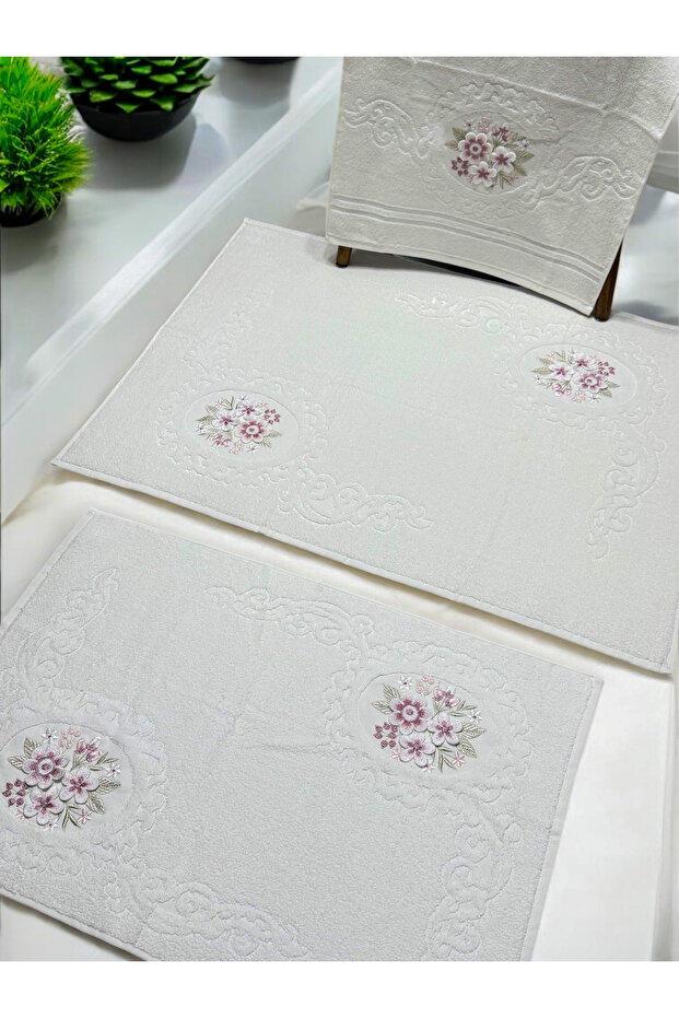 3d Nakış İşlemeli 3'lü Paspas Takımı - 2