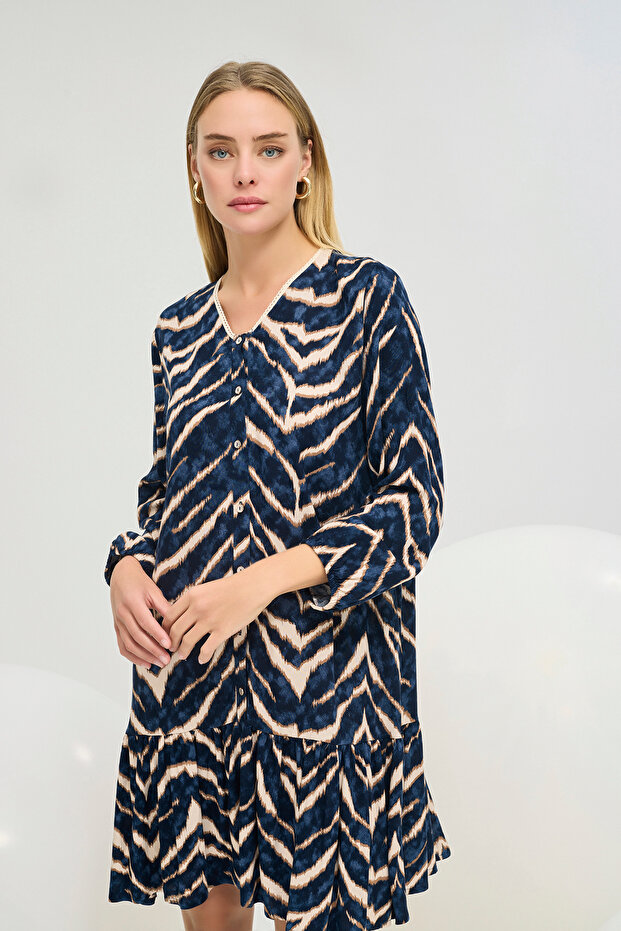 21311 Women Button Short Dress