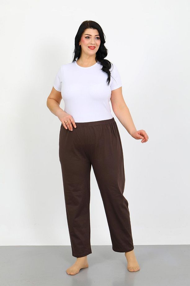 Kadın Büyük Beden Kahve Tek Alt Pijama 27555 - 1