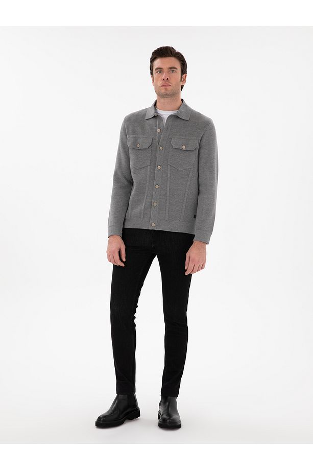 Gri Regular Fit Triko Hırka 50291621-VR024 - 4