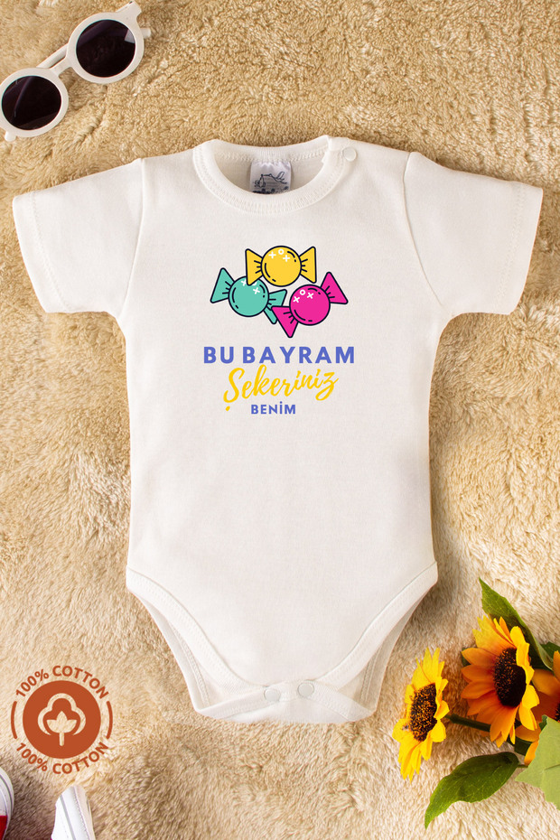 Unisex 100% Orkegik Cotton Open It Printed Baby Bodysuit