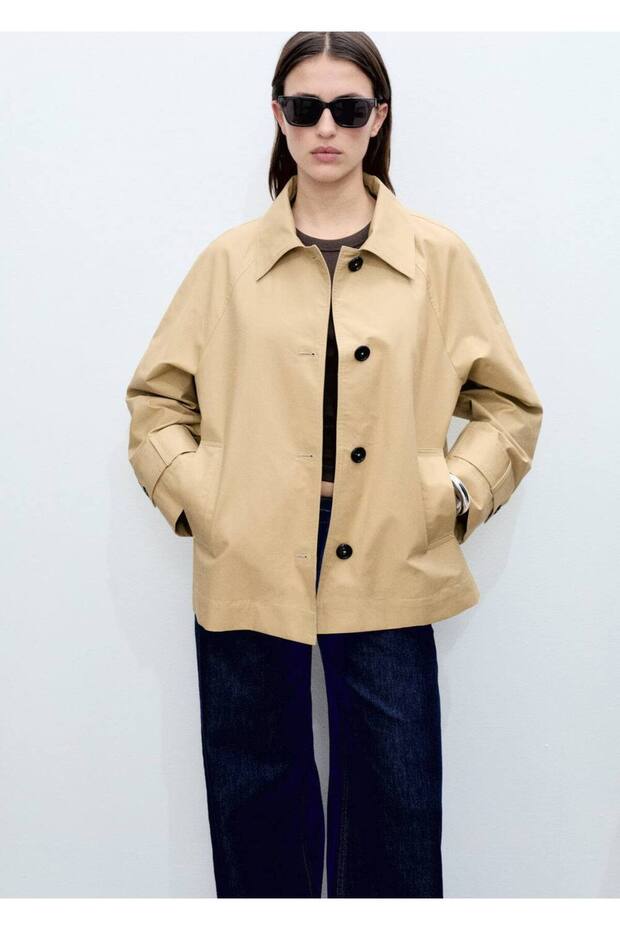 Düğmeli Pamuklu Parka - 8