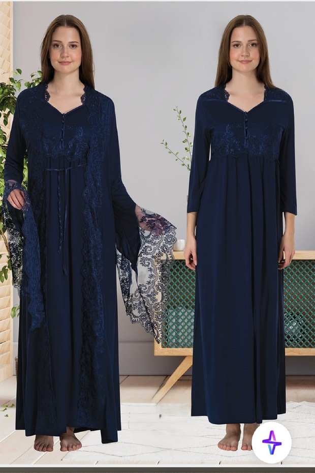 Effortt Special Design Laced Maternity Nightgown and Dressing Gown 3010