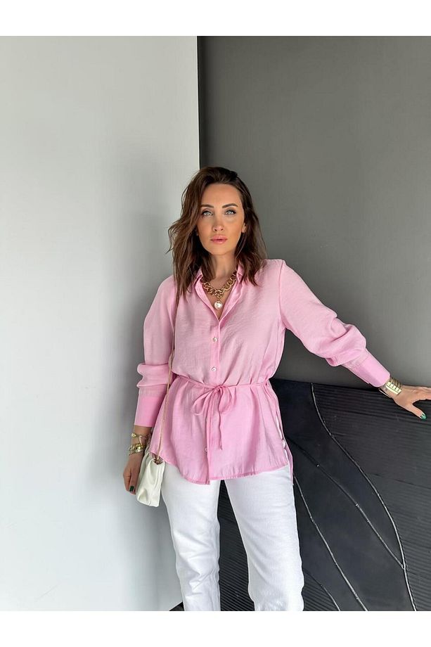 Pembe Beli İpli Orijinal Gömlek - 3