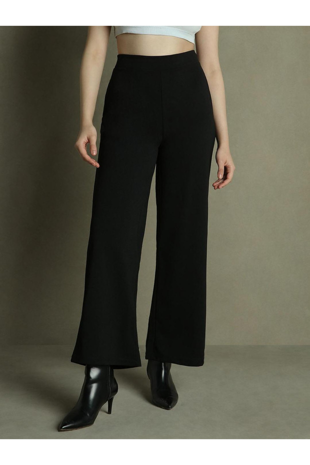 Solid Flared Trousers - 5