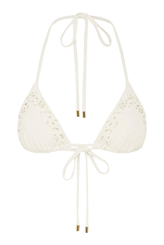 Lace Embroidered Triangle Bikini Top