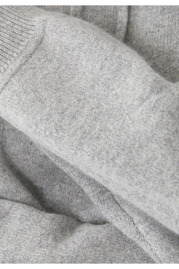 Lüks Kaşmir Örgü Kapüşonlu Sweatshirt - Gri - 4