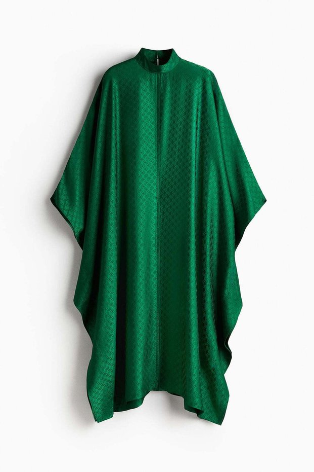 Jacquard-weave kaftan dress