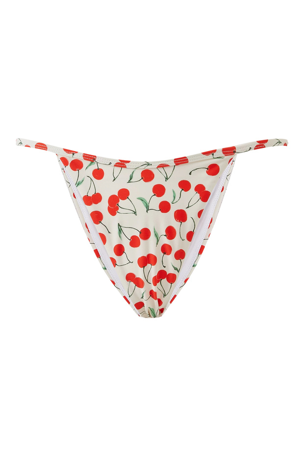 Stunning Cherry Patterned Bikini Bottom - White
