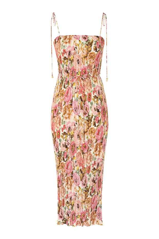 Altın Pliseli Yaz Elbisesi - 1