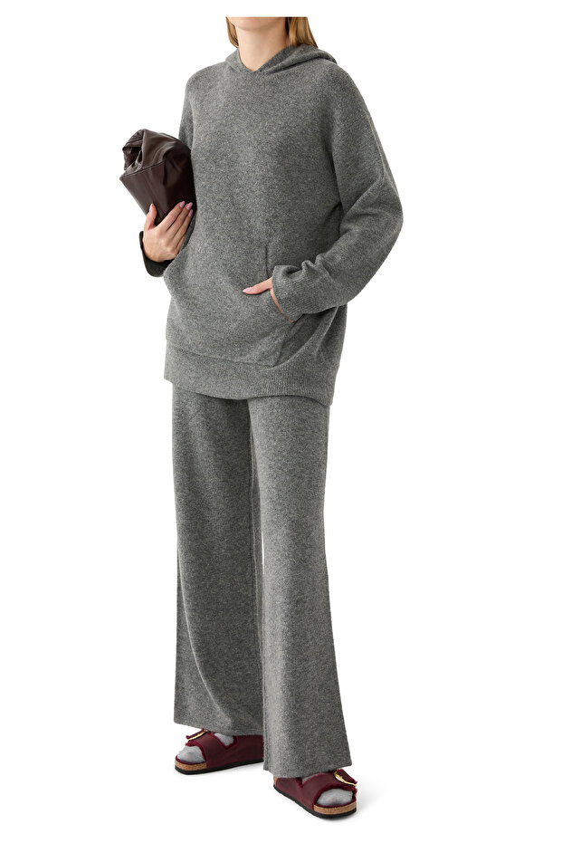 Yün ve Kaşmir Karışımlı Triko Kapşonlu Sweatshirt - 2