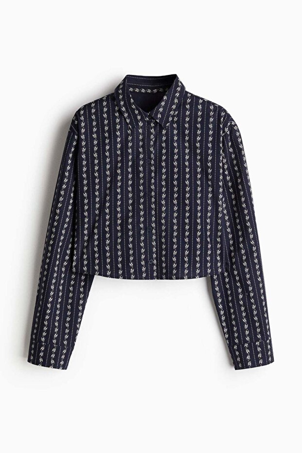 Cropped tie-detail shirt