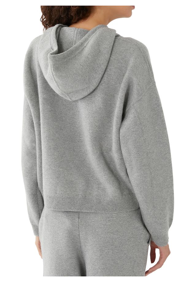 Lüks Kaşmir Örgü Kapüşonlu Sweatshirt - Gri - 3