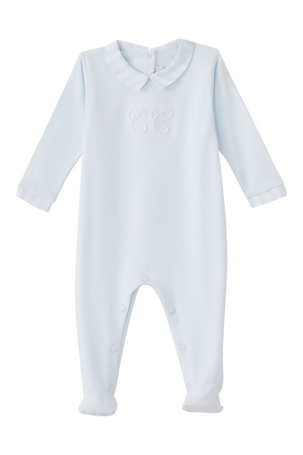 Logo Embroidered Cotton Jumpsuit - Blue