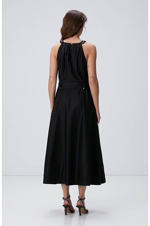 Siyah Maxi Elbise - 5