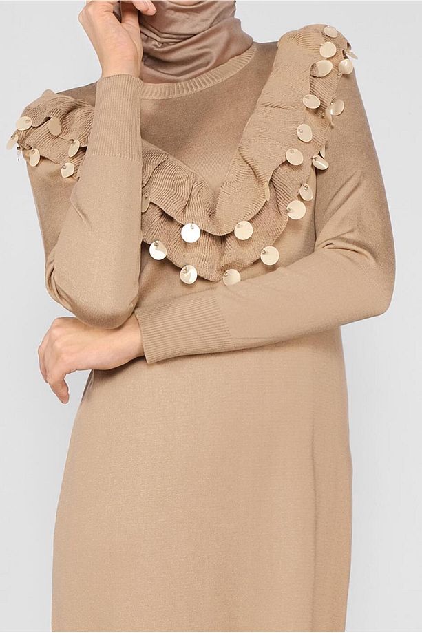 PUL DETAYLI TRİKO ELBİSE 41030 - 4