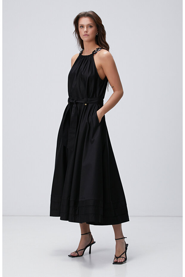 Siyah Maxi Elbise - 1