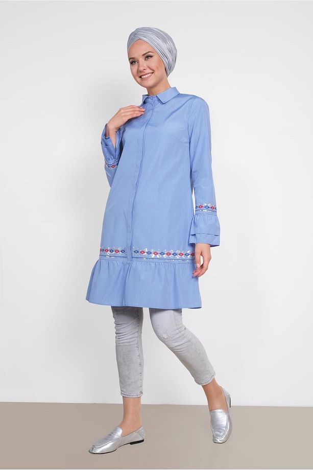 KARE DESENLİ NAKIŞLI TUNİK 4368 - 3