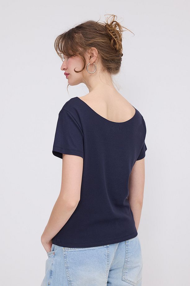 Kayık Yaka Basic T-Shirt P1567-T5 - 5