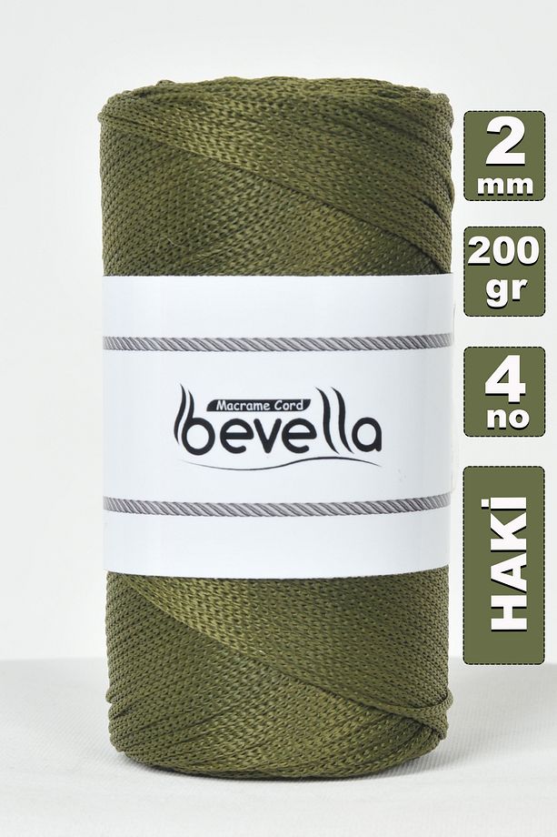 2 Mm - 200 gr Polyester Haki Makrome Ipi Polyester Makrome Ip Supla Ip Ve Çanta Ipliği - 1