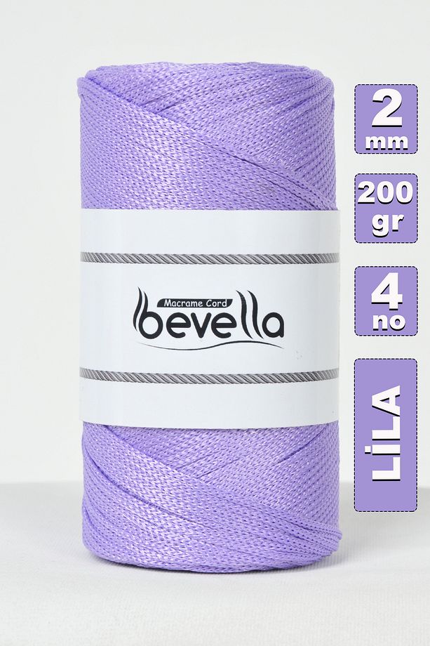2 Mm - 200 gr Polyester Lila Makrome Ipi Polyester Makrome Ip Supla Ip Ve Çanta Ipliği - 1