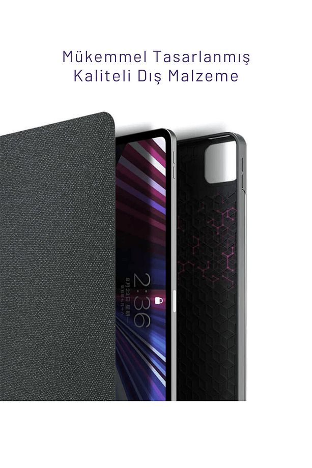 iPad 11.Nesil A16 2025 Uyumlu Fuchsia Touch Pad Bluetooth Klavyeli Standlı Mıknatıslı Tablet Kılıfı - 6