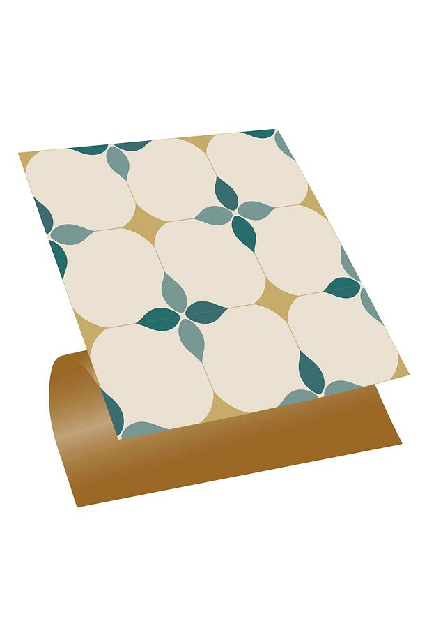 Kendinden Yapışkanlı Zümrüt Çiçekli Desenli Pvc Karo 30x30 Cm (33 ADET) 3m2 - 1