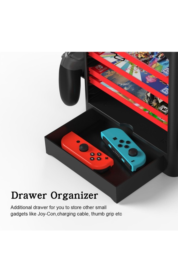 برج تخزين ألعاب متعدد الوظائف لجهاز نينتندو سويتش/OLED/Lite أسود - 5