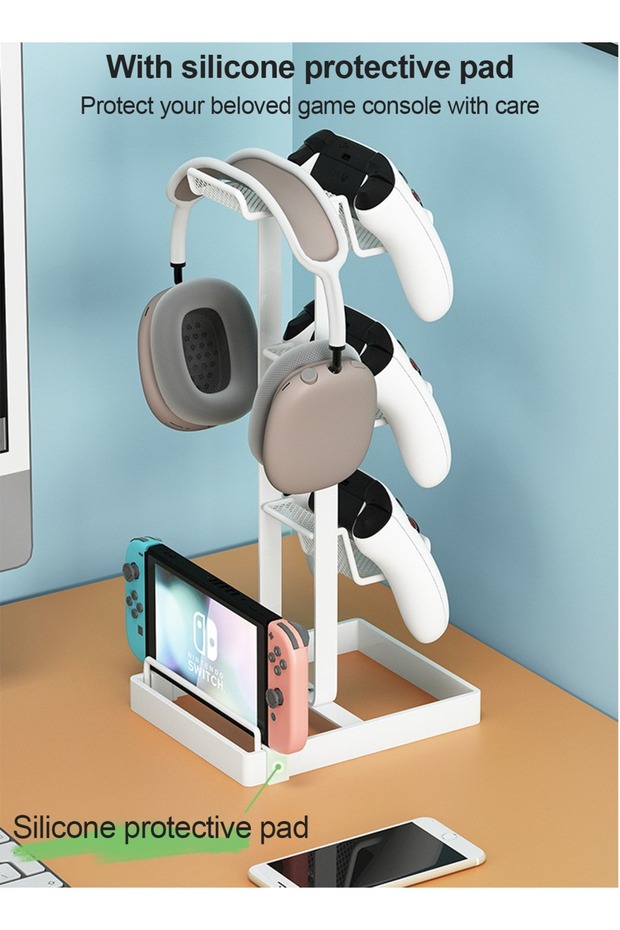 حامل عرض لوحدات التحكم بثلاث طبقات باللون الأبيض - 3