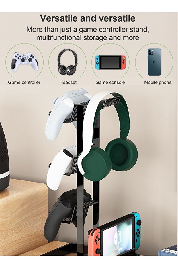 حامل عرض لوحدات التحكم بثلاث طبقات باللون الأبيض - 2