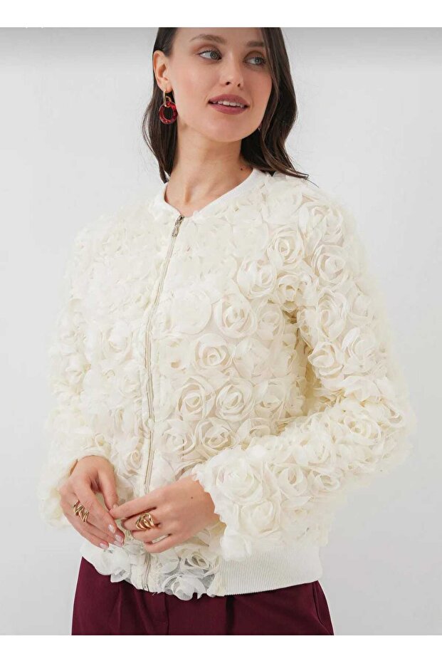 Güllü Ceket - Ekru - 3