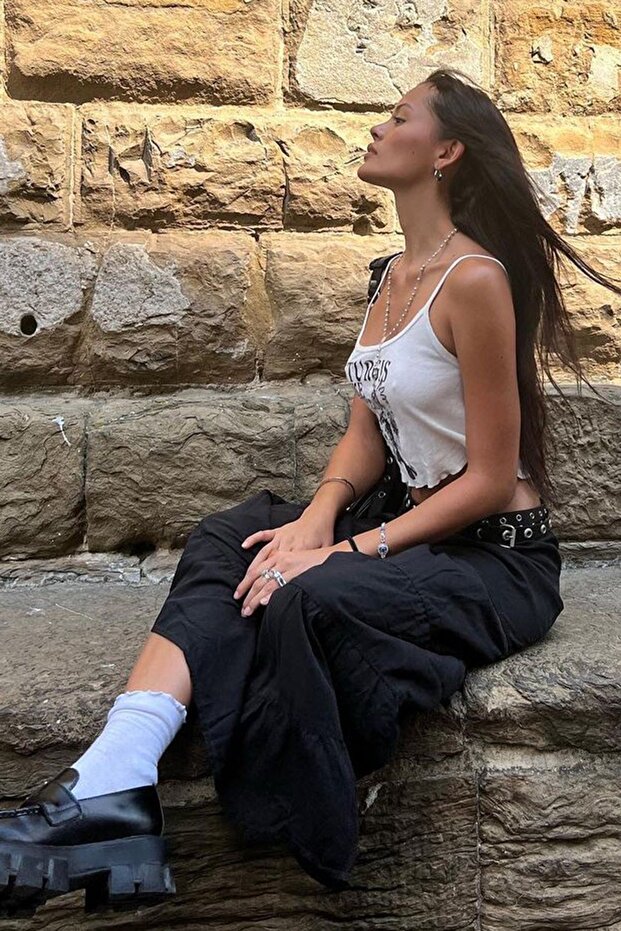 Siyah Basic Pileli Kadın Uzun Etek - 3