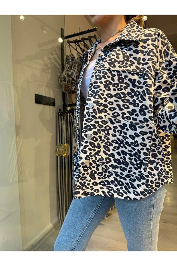 Leopar Desenli Gömlek Ceket - 2