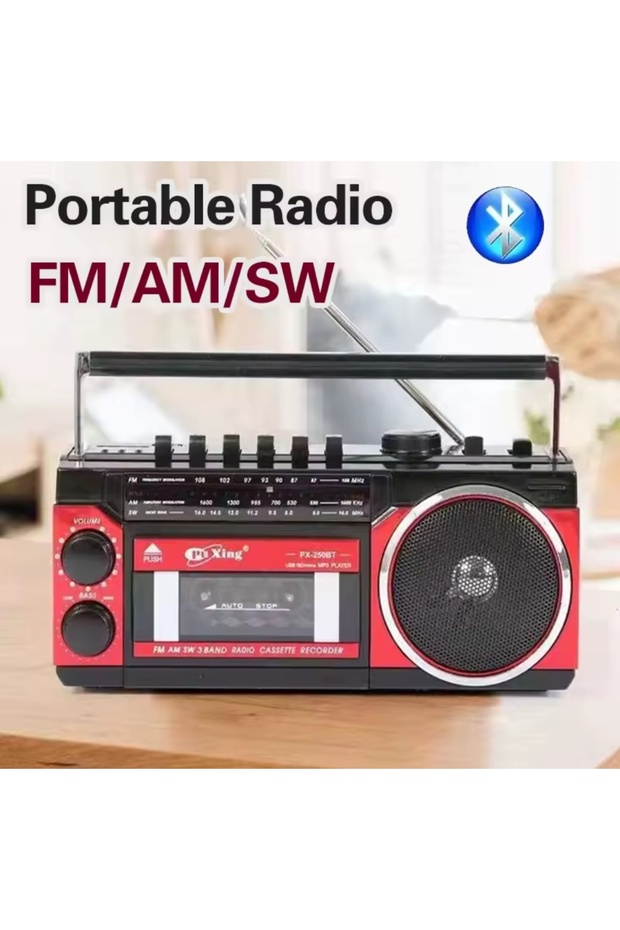 Recorder Müzik Seti Fm Radyo USB Mp3 Player Kablosuz Hoparlör Bluetooth Retro Teyp Kaset Çalar