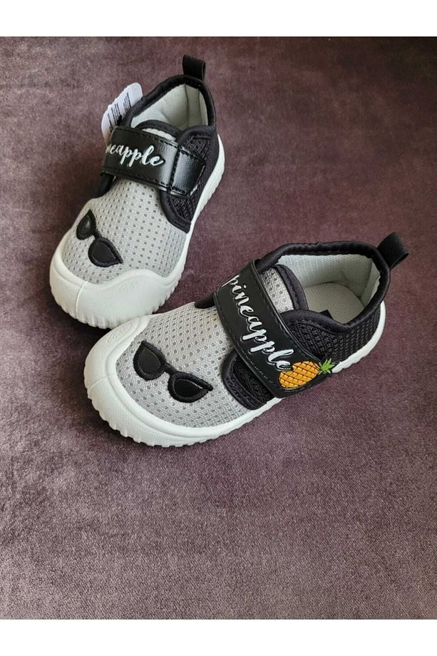Erkek Çocuk Ev Okul Yumuşak Keten Ayakkabı Panduf Ananas Model Kayma Yapmaz Taban - 4