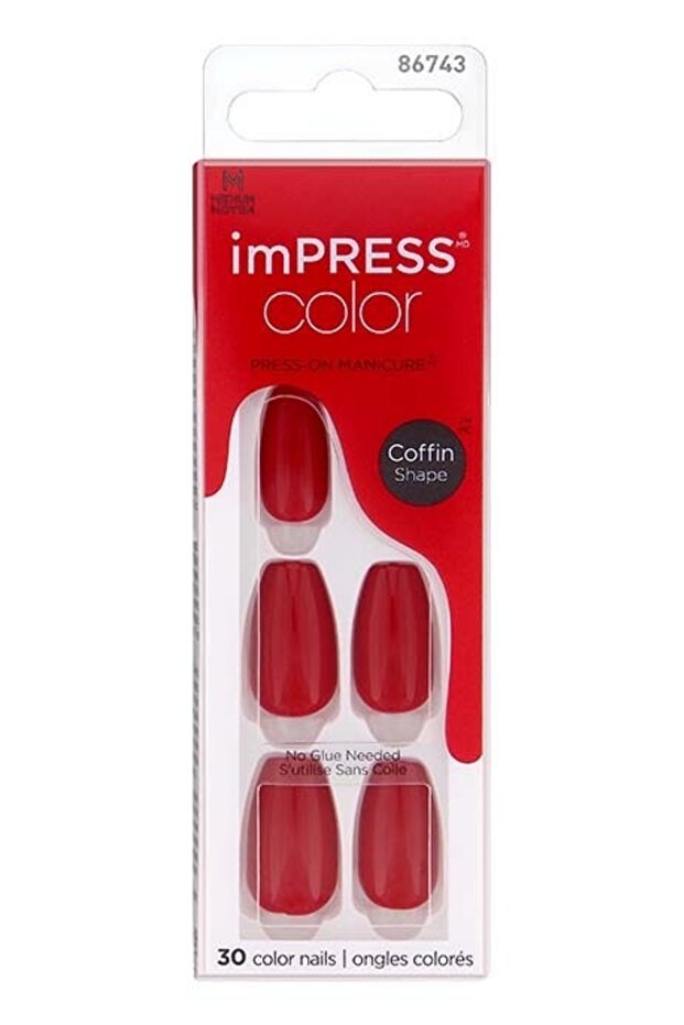KISS IMPRESS COLOR NAILS MEDIUM COFFIN- REDDY OR NOT IMC510C