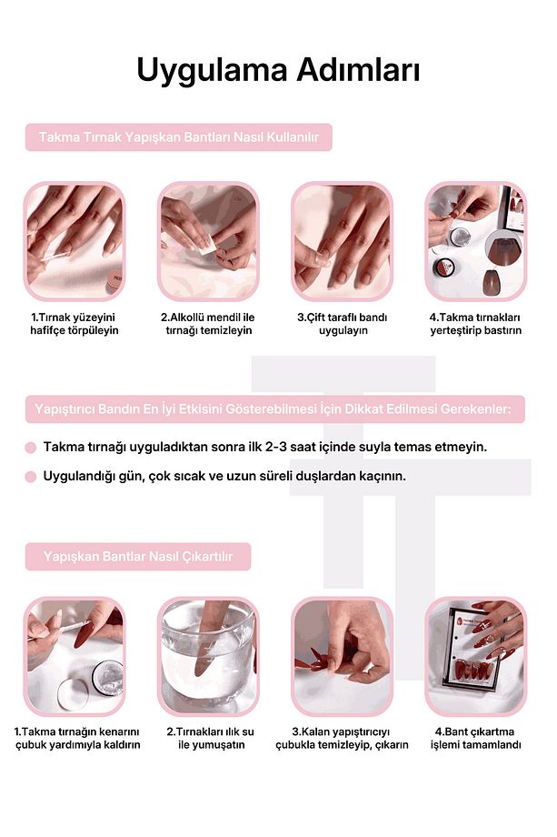 Takma Tırnak Tekrar Kullanılabilir El Yapımı Protez Proserpina Baharı - 10'lu - TT0929 M-Mavi - 6